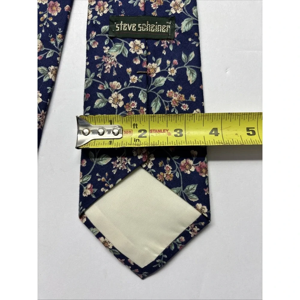 Steve Scheiner Tie,Vintage Floral,100% Cotton,Dark &‎ Pastel Colors Blue Pink